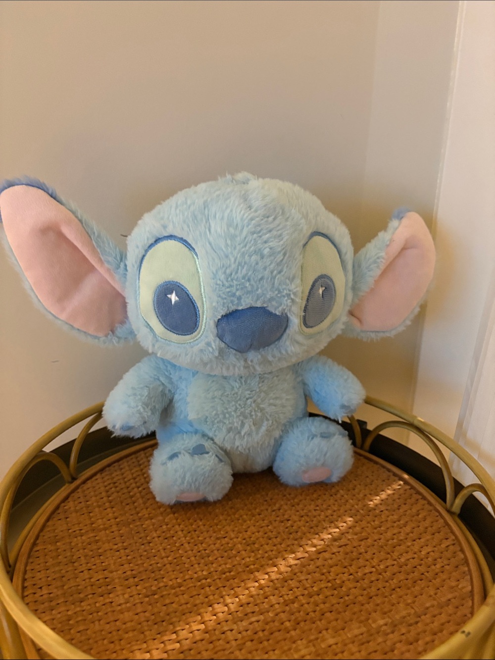 Disney Light Blue Stitch Plush Toy with Pink Ear Accents